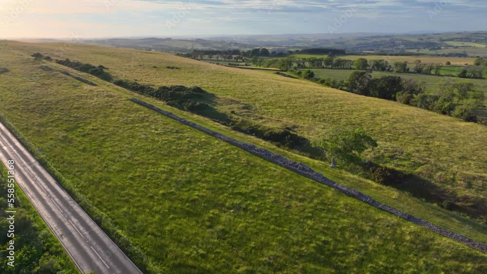 Black Carts Turret aerial view on Hadrian's Wall ruin near village of Chollerford in town of Hexham in England, UK. Black Carts Turret aerial view on Hadrian's Wall ruin near village of Chollerford in town of Hexham in England, UK.