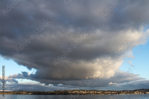 line of clouds over a lake near Seattle, WA, USA © New Point Press