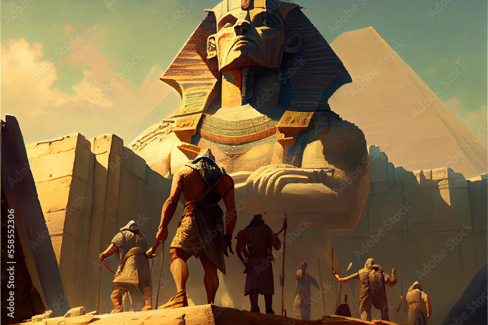 Construction of the Pyramids in Egypt Digital illustration