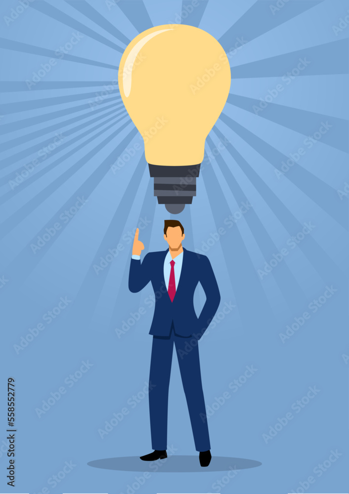 Simple flat vector illustration of a businessman got an idea Simple flat vector illustration of a businessman got an idea