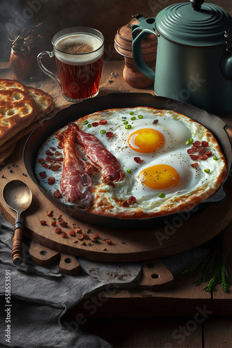 Breakfast Foods Cooking In A Skillet