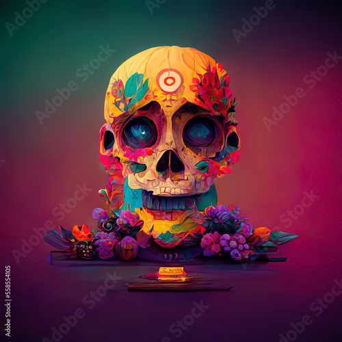 day of the dead background in flat design