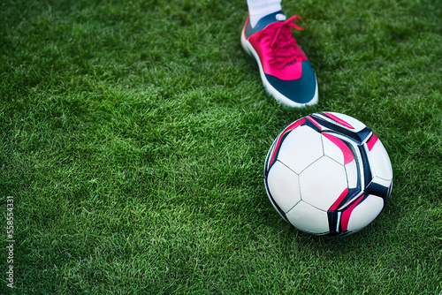 soccer ball is kicked by soccer player leg, generative AI