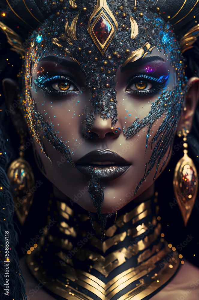 Close-up of a beautiful black girl with amazing make up Close-up of a beautiful black girl with amazing make up