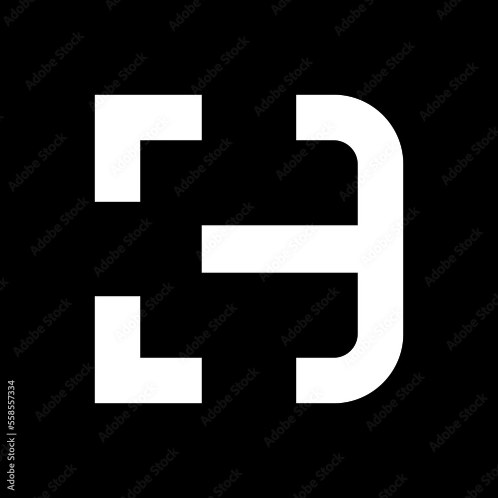 Abstract art D logo vector design in black and white colors Abstract art D logo vector design in black and white colors
