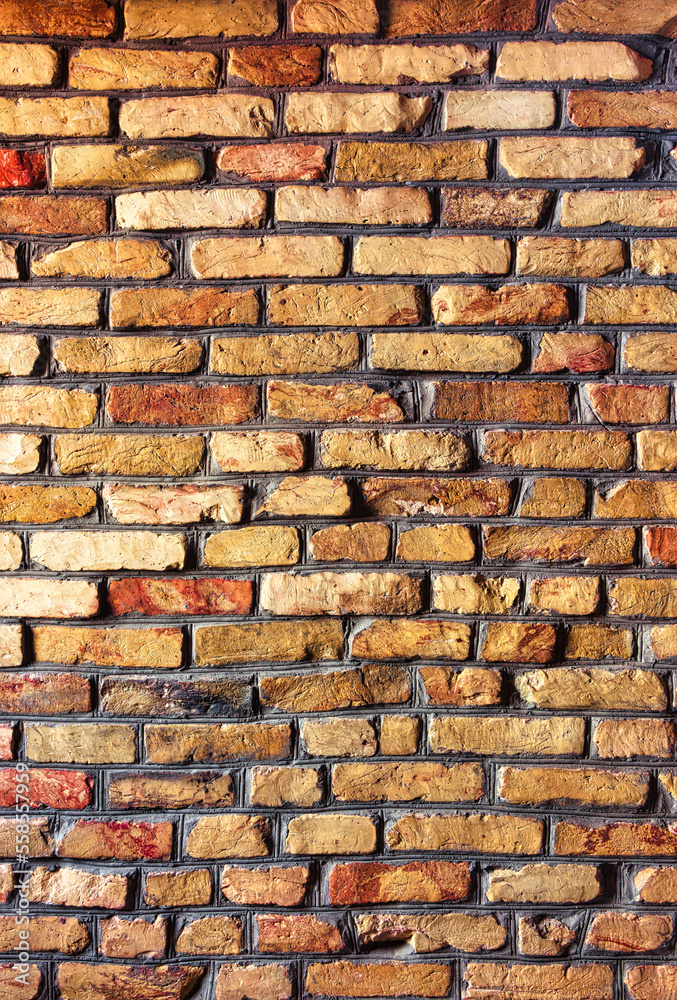 A brick wall, made of treated, antique-styled brick. A brick wall, made of treated, antique-styled brick.