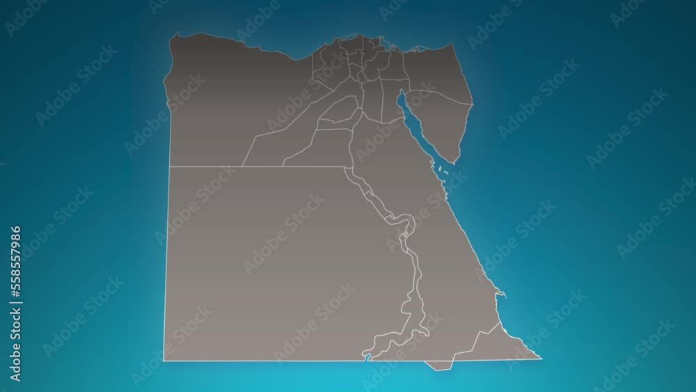 egypt country map with zoom in Realistic Clouds Fly Through. camera zoom in sky effect on egypt