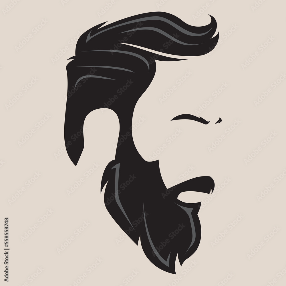 black and white vector face with hairstyle and beard black and white vector face with hairstyle and beard