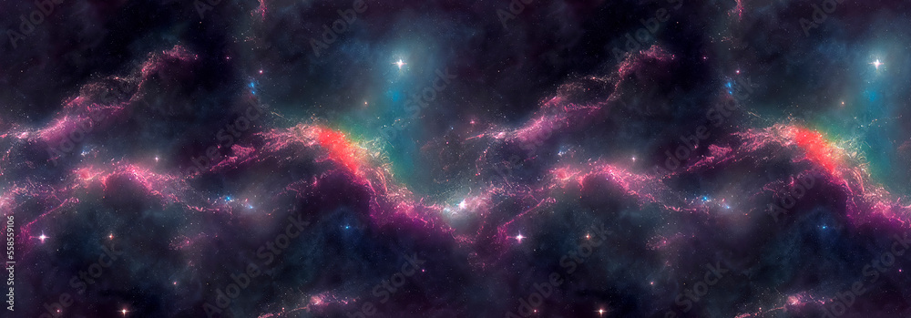 Fototapeta premium A view from space to a spiral galaxy and stars. Universe filled with stars, nebula and galaxy