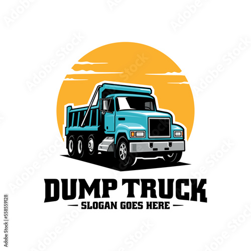 dump truck. trucking premium logo vector