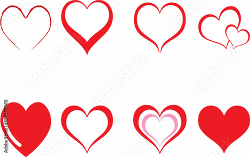 Hearts Set Icons. vector illustrations. Editable easy to change size or color  usable for greeting card  love message.