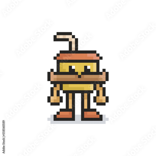 Soda man cartoon, pixel art character