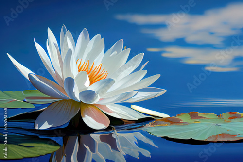 water lilie in the blue sky beautiful lotus flower