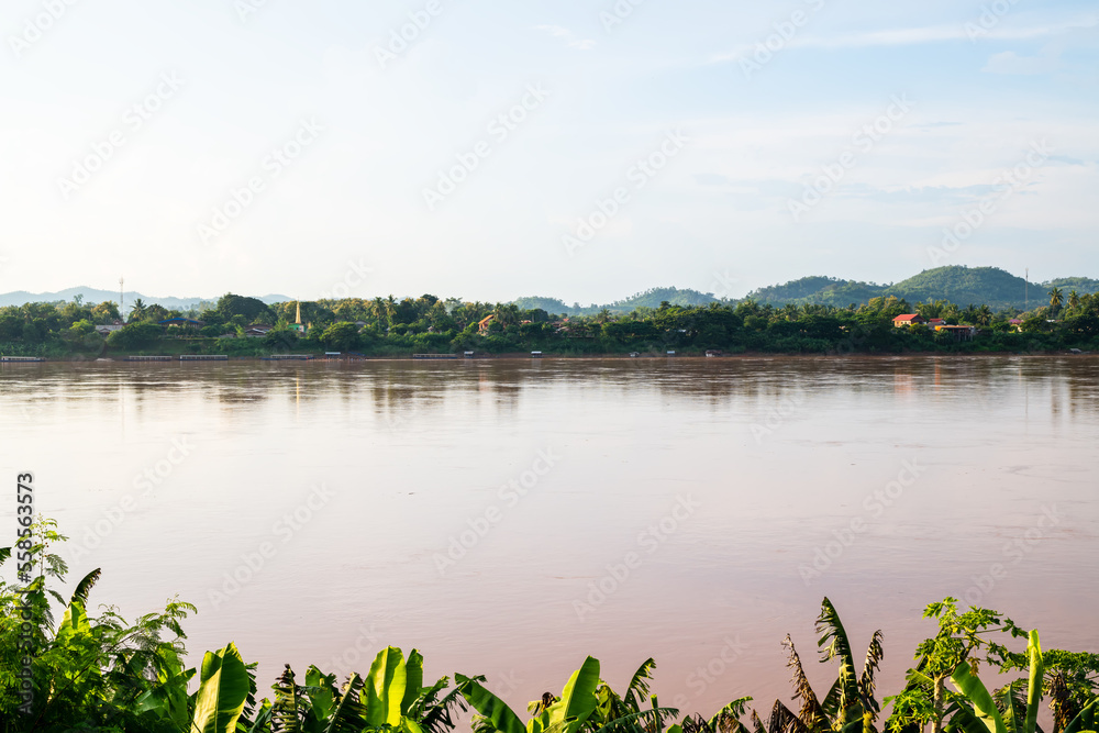Beautiful view of riverside, Panoramic landscape of the Mekong river, Thailand Beautiful view of riverside, Panoramic landscape of the Mekong river, Thailand