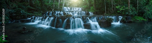 Fototapeta Naklejka Na Ścianę i Meble -  Panoramic beautiful deep forest waterfall in Thailand