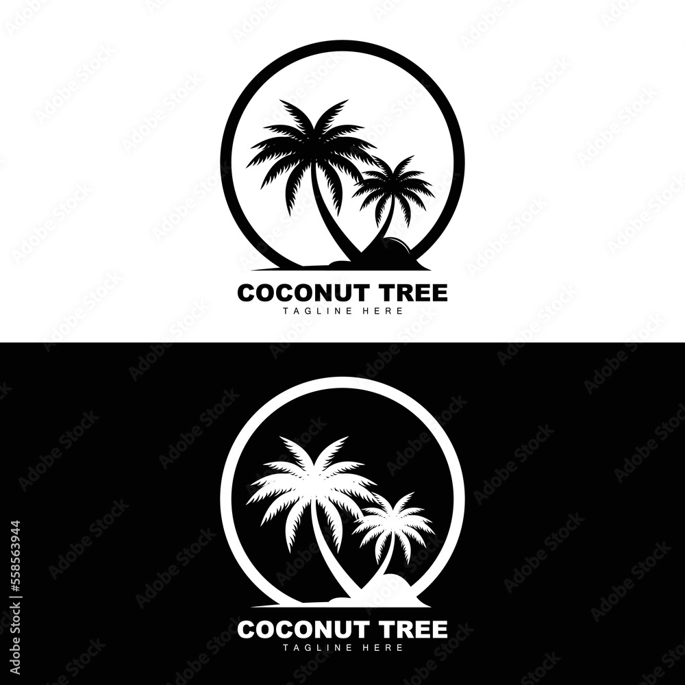 Coconut Tree Logo, Ocean Tree Vector, Design For Templates, Product ...