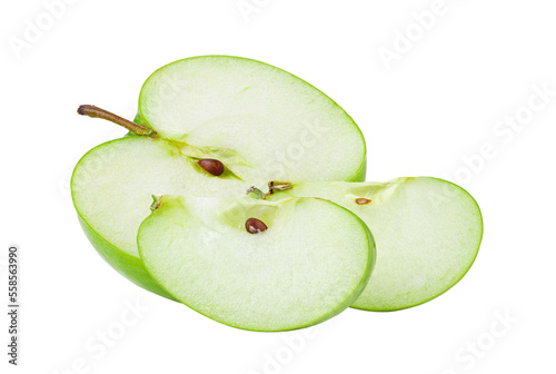 green half apple isolated on transparent png