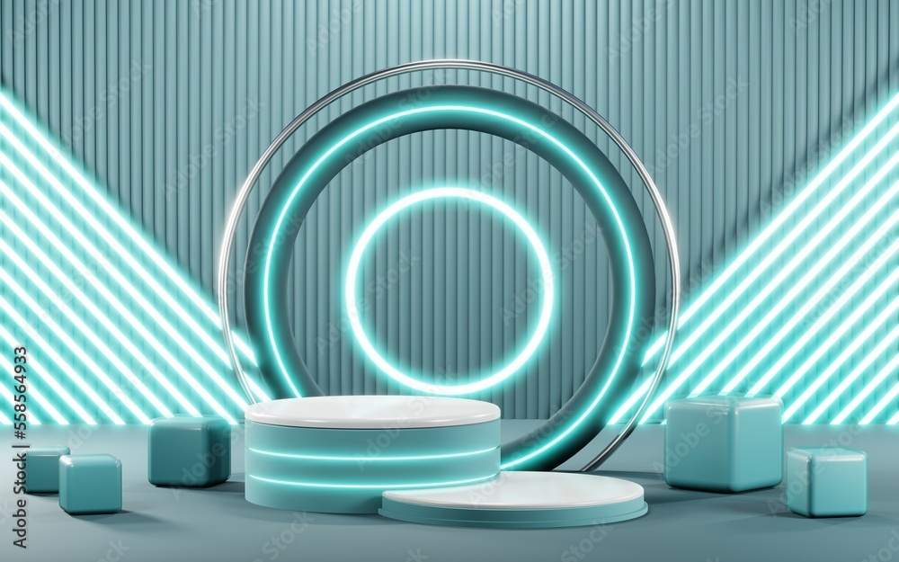 Obraz premium 3D render of pastel template soft blue minimal background for show products