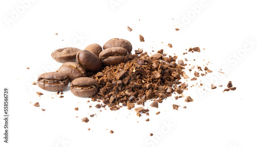 coffee beans powder on transparent png