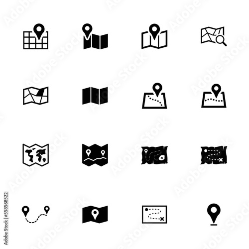 Map icons set vector graphic illustration