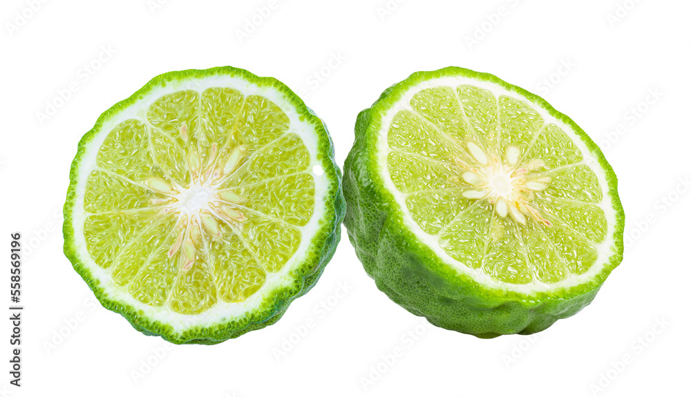 half of bergamot or kaffir with seeds on transparent png half of bergamot or kaffir with seeds on transparent png