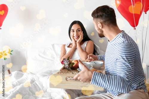 Young woman receiving tasty...