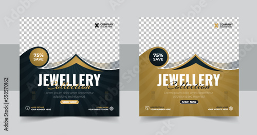 Jewelry social media post, Jewelry social media post, web banner, or square flyer design template