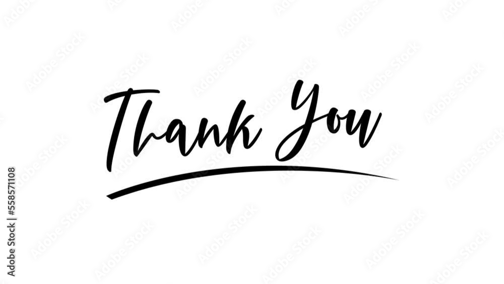 animated thank you in black color.  thank you text animation, handwritten, suitable for thank you card, celebration, wishes, events, message, holiday, and other concept.