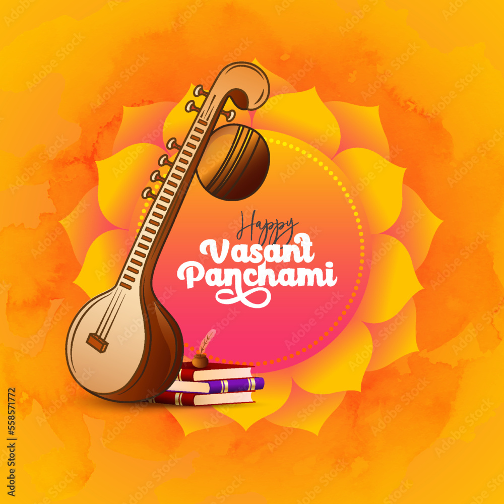 Happy Vasant Panchami Festival Vector Background Design Template