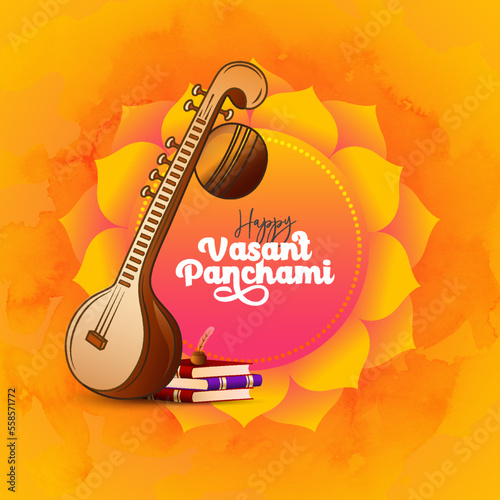 Happy Vasant Panchami Festival Vector Background Design Template