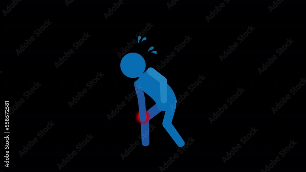 Pictogram of a person with painful knee joints Loop video with alpha channel
Pictogram of a person with painful knee joints Loop video with alpha channel