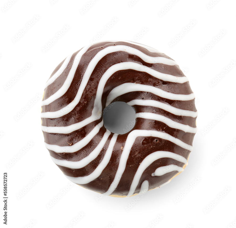Delicious chocolate donut isolated on white background Delicious chocolate donut isolated on white background
