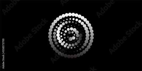 Dots, spiral circles, swirls, swirls black background