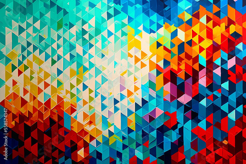 Modern Abstract Oil Painting  Beautiful Colourful Geometric Pattern. Generative AI 