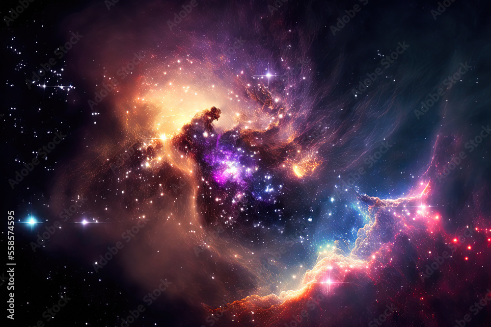 In space, nebulas like the Milky Way and galaxies. Generative AI In space, nebulas like the Milky Way and galaxies. Generative AI