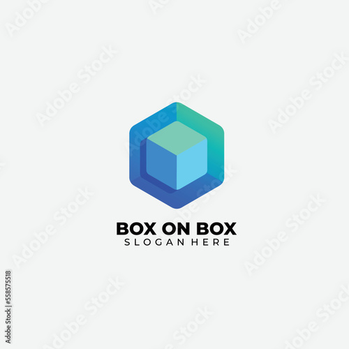 box logo with hexagon design gradient color