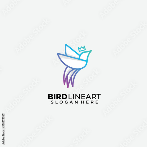 bird line art design gradient color template