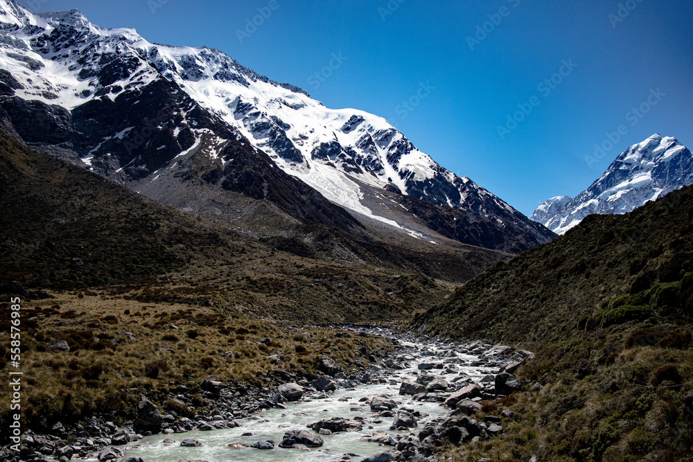The Hooker Valley walk, in Mount Cook National Park, New Zealand