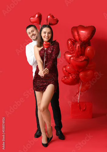 Happy couple in love with b...