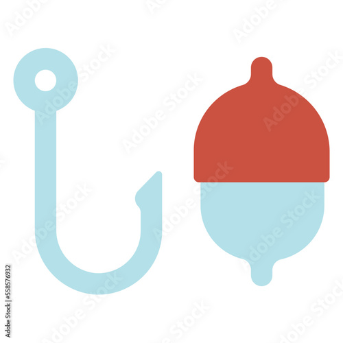 hook and bobber for fishing icon
