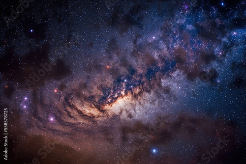 high resolution view of the Milky Way galaxy with stars and cosmic dust. Generative AI