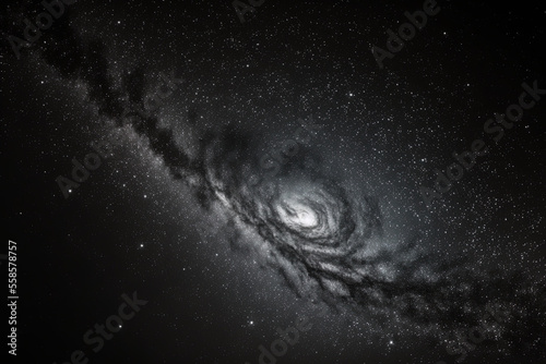 Milky Way galaxy long exposure grainy shot in the universe with stars and cosmic dust. Generative AI