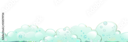 Foaming liquids. Water Foam, detergent or food product. Isolated on white background. Vector.