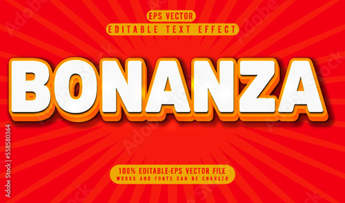 Bonanza 3d editable text effect vector template photo