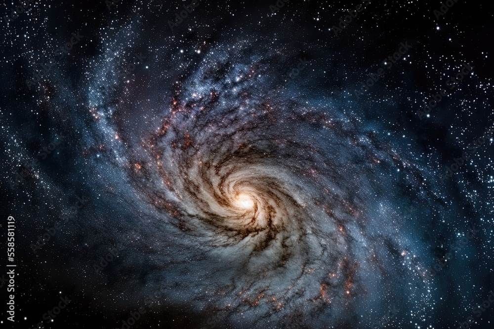 Milky Way galaxy in the cosmos, containing stars and cosmic dust. Generative AI