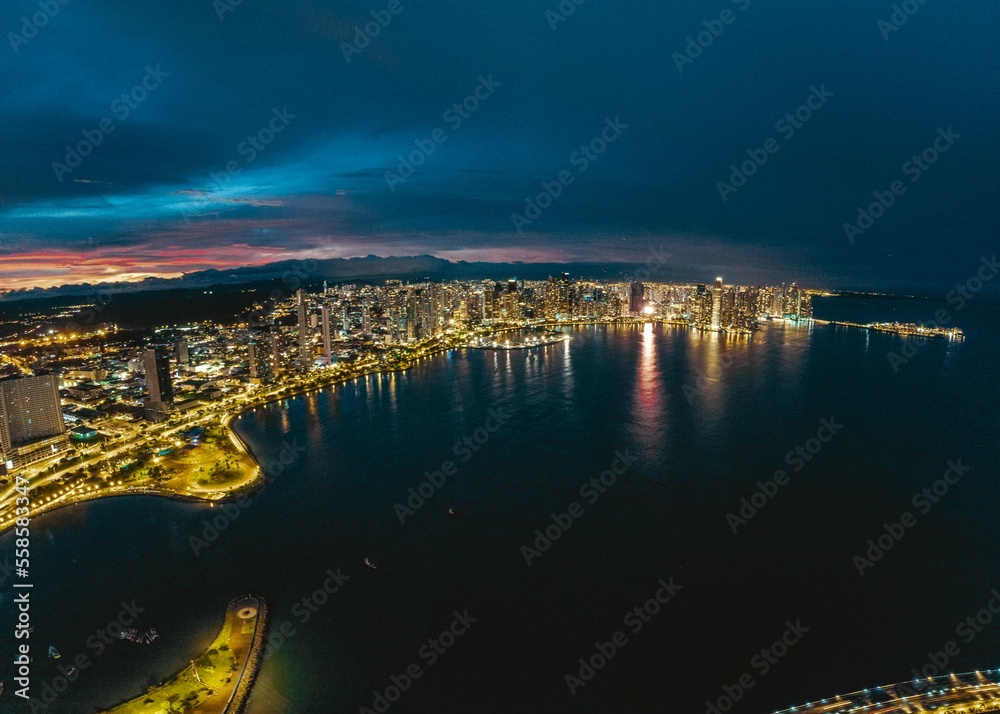 cinta costera panama city drone view