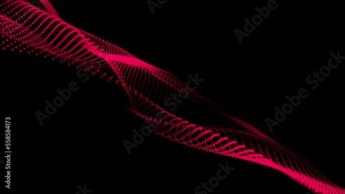sci-fi background digital space. Blue high-tech field with glow particles form lines and surface waves