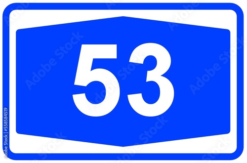 Illustration eines Autobahnschildes der Autobahn 53 in Deutschland	 photo