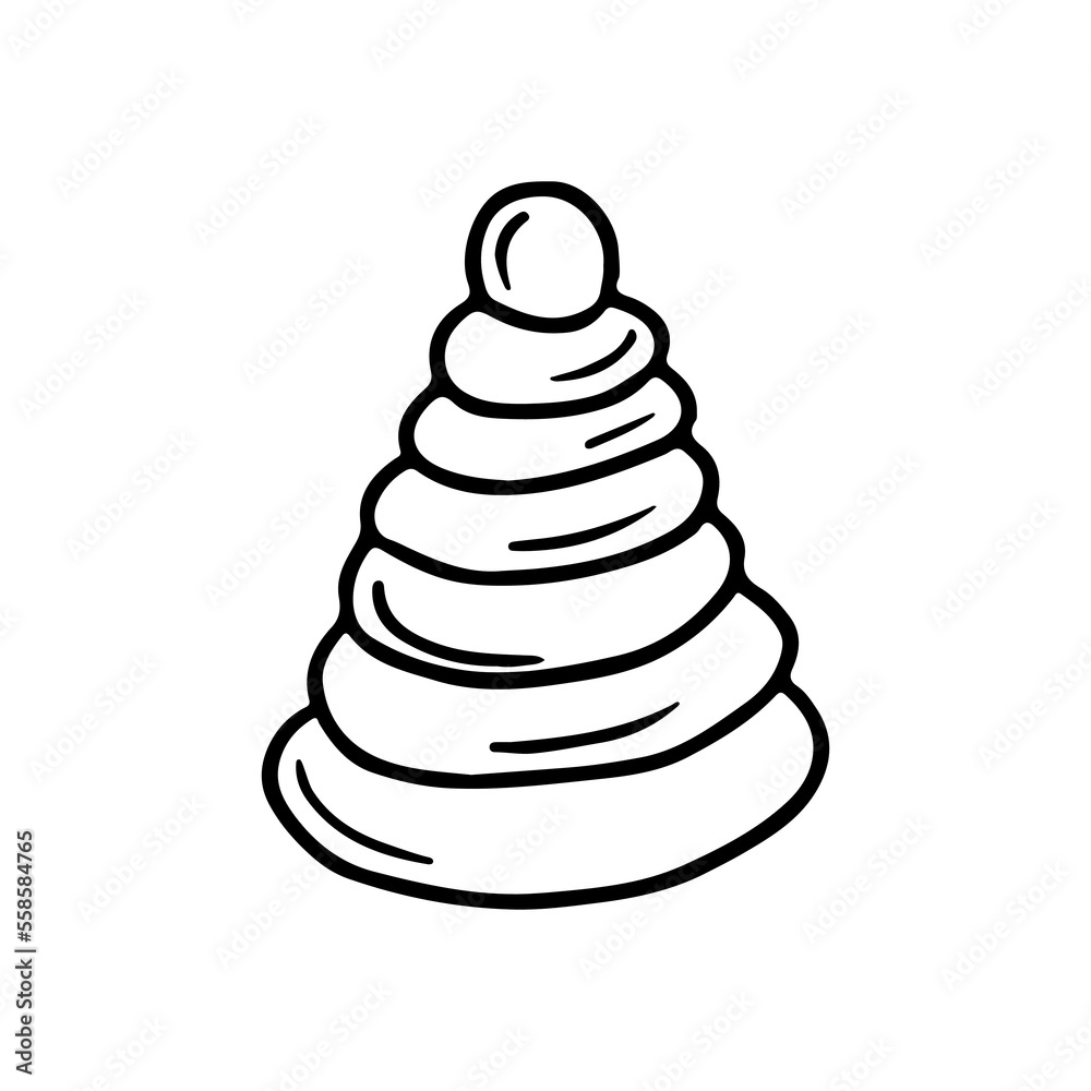 Pyramid toy in hand drawn doodle style. Vector illustration on white background. Pyramid toy in hand drawn doodle style. Vector illustration on white background.