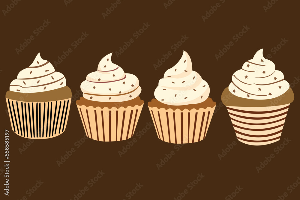 Set of coffee cupcakes clipart Set of coffee cupcakes clipart